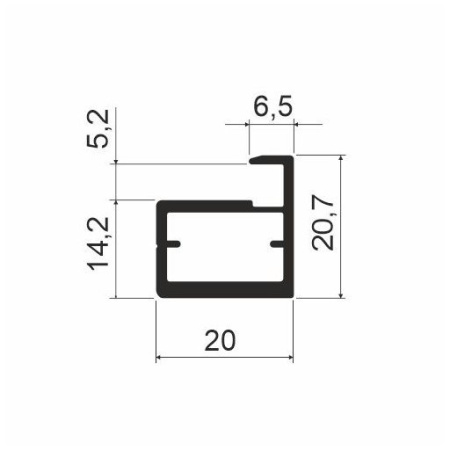MF50 Профиль горизонтальный 6м, Черный браш (А25) MODUS