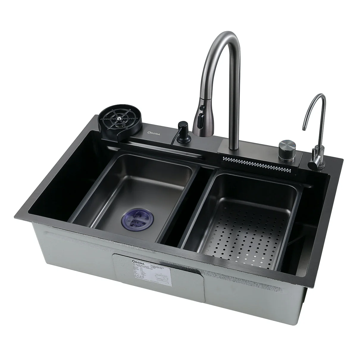 Мойка ARS 750*460 мм BLACK SET 3 арт. 37850 (черная)  ARONA