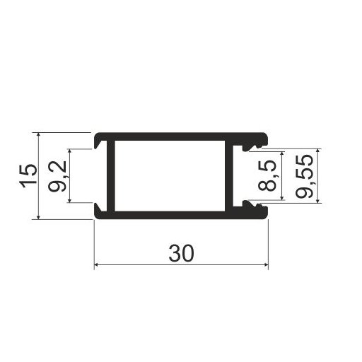 TPL Штанга для вешалок прямоугольная с пазом под подсветку 5,8м, Серебро (А00) MODUS