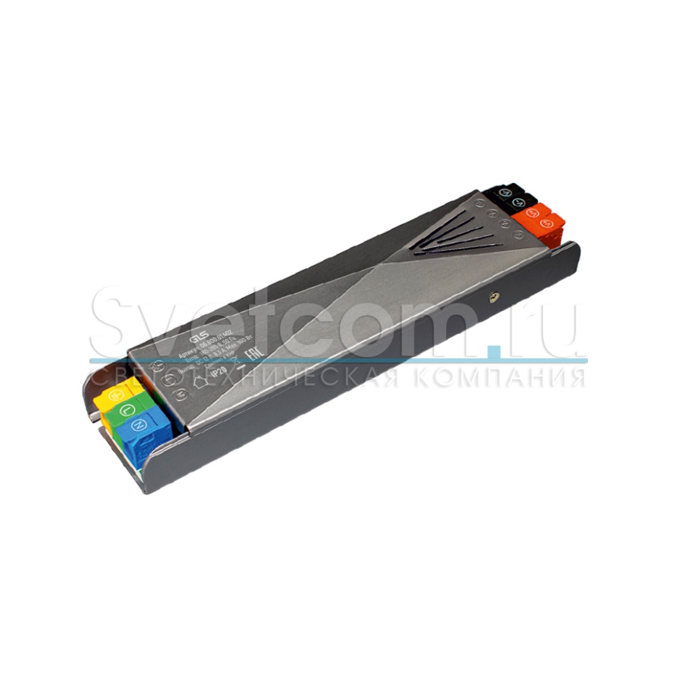 ИП стаб.напр. IP20 д/LED 220/12В, max100ВТ, алюм.корп. плоский 205*50*26мм (GLS)