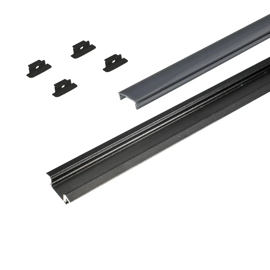 КСС алюм.профиль 2507W-02 врезной+диффузор плоский+4 заглушки, L=2м, Черный 17.800.00.453 (GLS)