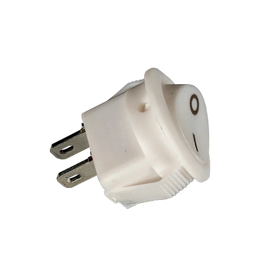 Минивыключатель круглый D16,5мм, перекидной врезной меб., 250В, 3А, Белый (GLS)