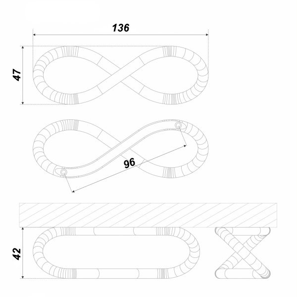 Мебельная ручка «8» RS888BSN.3/96 (BSN - Атласный сатиновый никель)