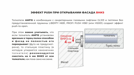 Магнитный толкатель Push-to-Open скрытого монтажа AMF15/GRPH