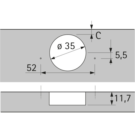 9099540 Петля Sensys 8657i, угол 165гр, (с довод.) чашка TH52 D35, накладная, B12,5