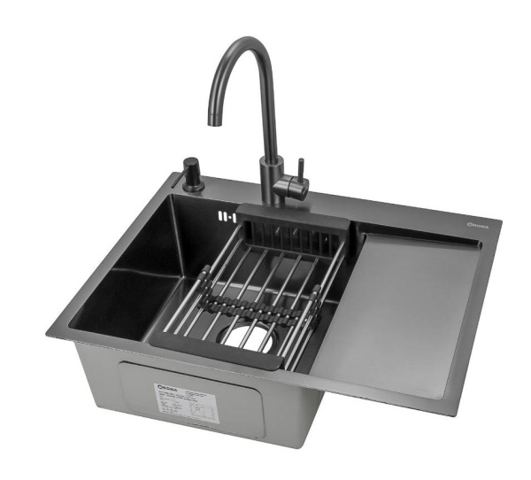 Мойка ARS 650*505 мм L-левая, BLACK PVD NANO арт. 37711 ARONA