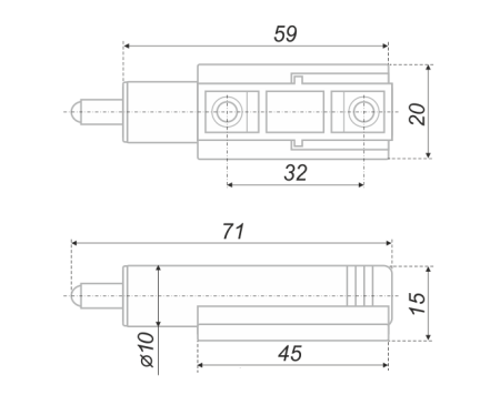 Упор-защелка  AMF04/W д/фасада скрытое крепл. к корпусу (белый) Boyard