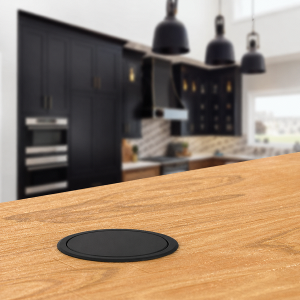 Блок розеток выдв. верт. POP UP Compact, 3 розетки EURO 250В max 3.5кВт. 2USB max 2.1A, Черный (GLS)
