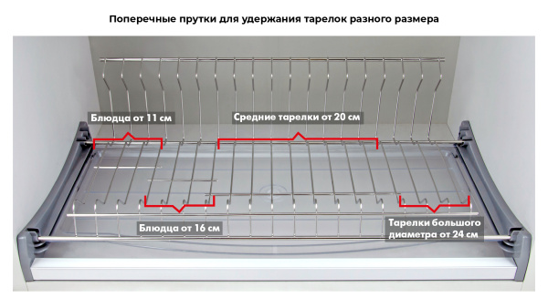 Сушка д/посуды GLORIA SU16/700мм , с 2-мя поддонами (нержавеющая сталь)  Boyard