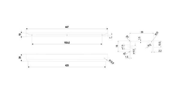 Мебельная ручка AL MONTE RT110GR.1/000/450 (GR - Серый)