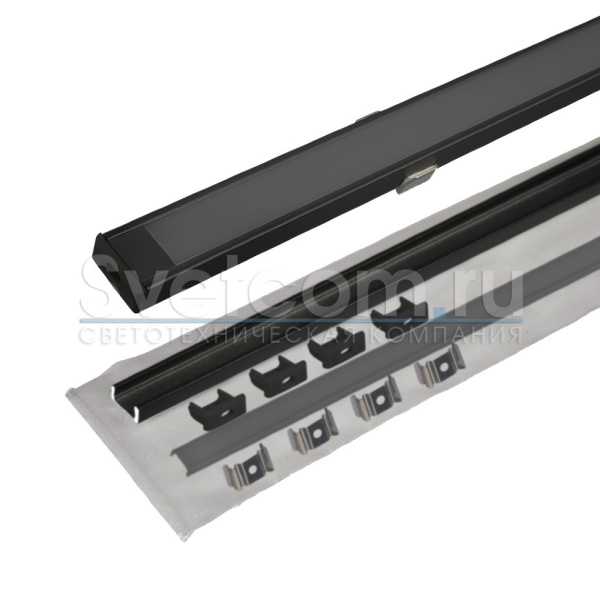 КСС алюм.профиль 1506W-02 накладн.+диффузор плоский+4клипсы+4загл, L=2м, Черный 17.800.00.398 (GLS)