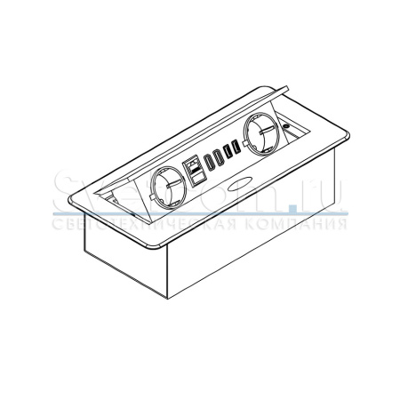 Блок розеток выдв.гориз.SMART OFFICE-2, 2 EU+2 USB3+1 RJ45+2 HDMI каб.2м Черн. (GLS)