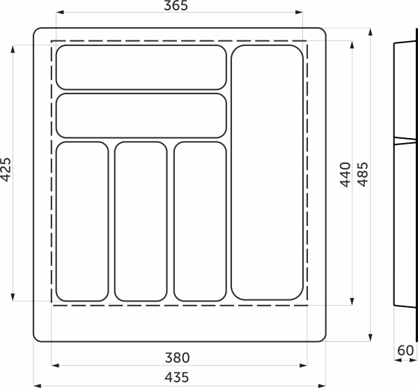 Лоток BASIC 500мм д/столовых приборов 435*485, пластик, Серый арт. 114058 AKS