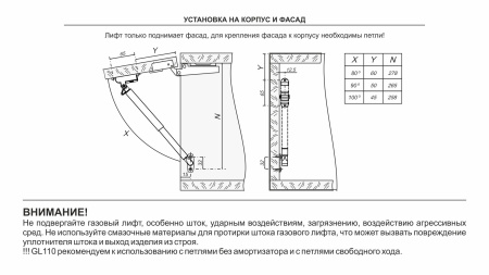 Газовый лифт OZON GL110GRPH/50/3