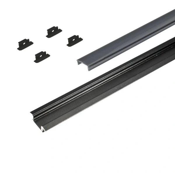 КСС алюм.профиль 2507W-02 врезной+диффузор плоский+4 заглушки, L=2м, Черный 19.143.39.756 (GLS)