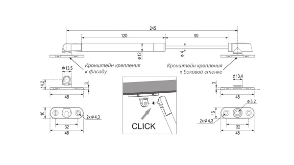 Газовый лифт СТИЛЕТТО 107 GL107GRPH/100/3