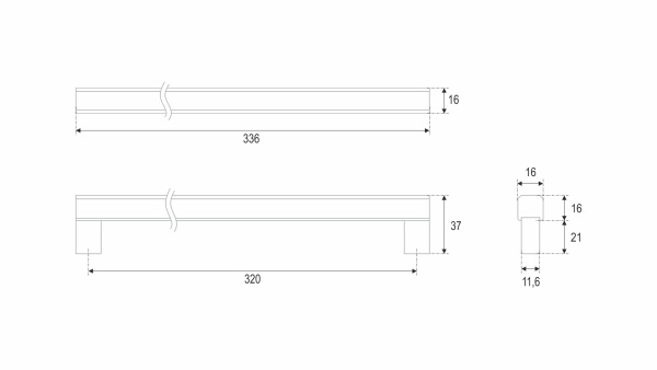 Мебельная ручка ALLEN RS067BL.5/320 (BL - Чёрный матовый)