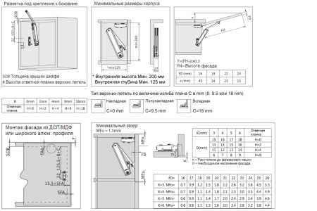 Подъемный механизм TOP STAY SE, индекс нагрузки 960-2350, высота h=240-600мм, Черный арт.21437 DTC