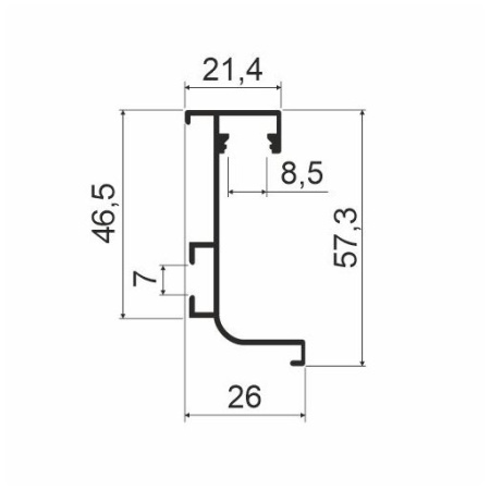 KB96 Профиль горизонтальный L-образный для нижних баз С ПОДСВЕТКОЙ 4м, Черный браш (А25) MODUS