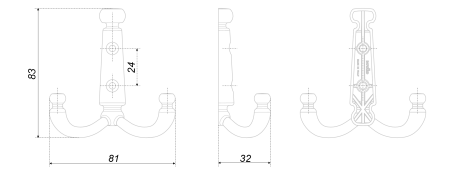 Мебельный крючок DOLCE K250AC.6 (AC - Старинная медь)