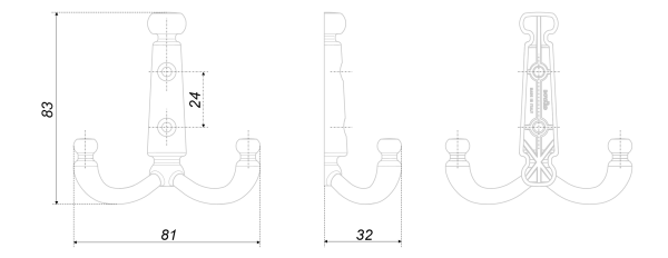Мебельный крючок DOLCE K250AC.6 (AC - Старинная медь)