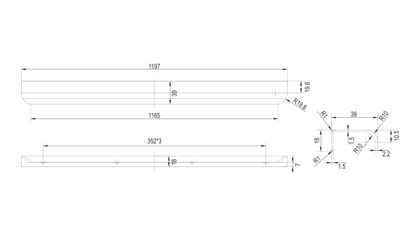 Мебельная ручка AL MONTE RT110GR.1/000/1200 (GR - Серый)