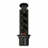 Блок розеток выдв. верт. POP UP Compact, 3 розетки EURO 250В max 3.5кВт. 2USB max 2.1A, Черный (GLS)