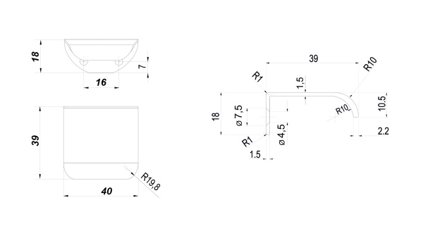 Мебельная ручка AL MONTE RT110GR.1/16 (GR - Серый)