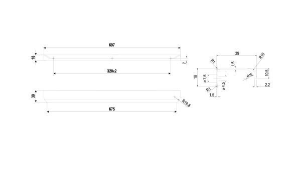 Мебельная ручка AL MONTE RT110GR.1/000/700 (GR - Серый)