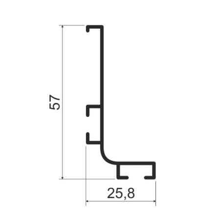 KB92 Профиль горизонтальный L-образный для нижних баз 4м, Черный браш (А25) MODUS