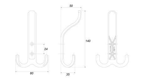 Мебельный крючок DOMANI K352MAB.6 (MAB - Матовая старинная латунь )