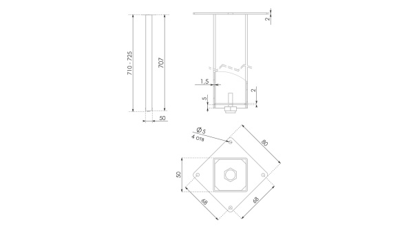 Мебельная опора BASIS N324BL,1/720 (Boyard)