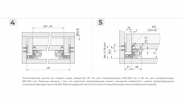 Направляющие скрытого монтажа Бислайд DB8781Zn/250