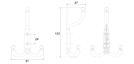 Мебельный крючок DOLCE K350AP.6 (AP - Старинное олово)