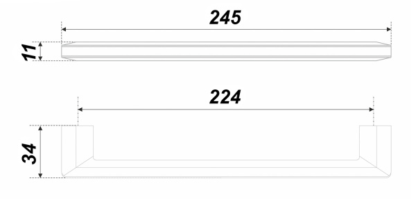 Мебельная ручка ARCADA RS285BL/CP.4/224 (BL - Чёрный матовый)