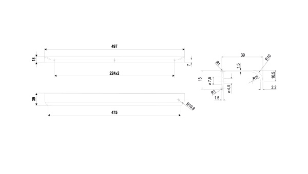 Мебельная ручка AL MONTE RT110GR.1/000/500 (GR - Серый)