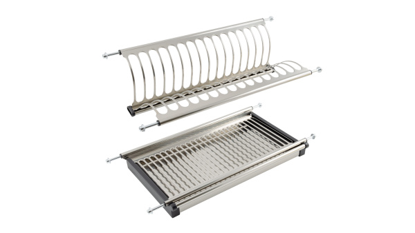 Сушка д/посуды SU02/500мм 2-хуровневая, с 1-м поддноном, быстр.монтажа (нерж.сталь/чёрный) Boyard