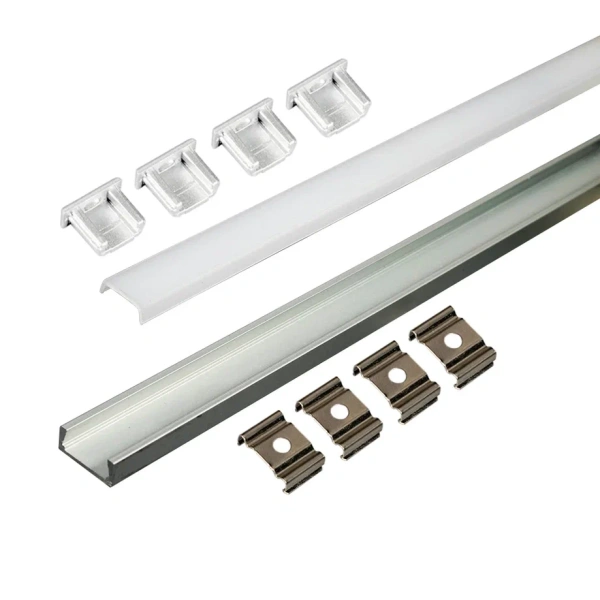 КСС алюм.профиль 1506Е накладн.+диффузор полумат.+4 клипсы+4 загл, L=2м, Серебр. 17.800.00.397 (GLS)