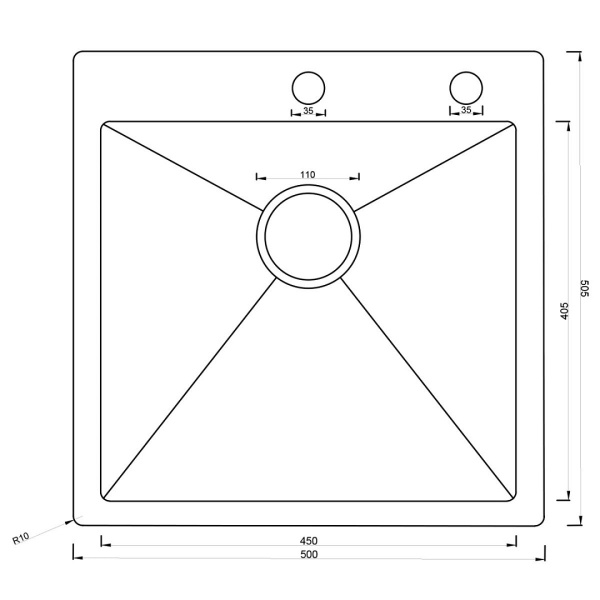 Мойка ARS 500*505 мм BLACK PVD NANO арт. 37699 ARONA