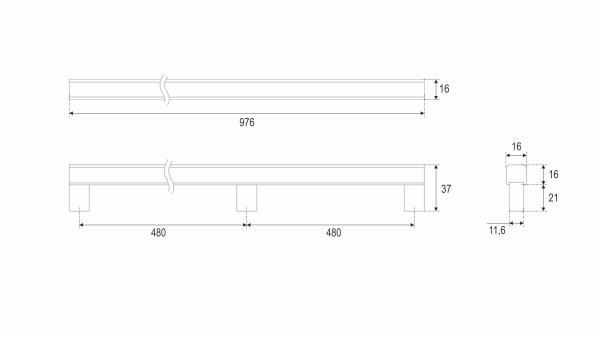 Мебельная ручка ALLEN RS067BL.5/960 (BL - Чёрный матовый)