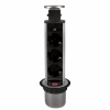 Блок розеток выдв. верт. POP UP Compact, 3 розетки EURO 250В max 3.5кВт. 2USB max 2.1A, Серебр (GLS)