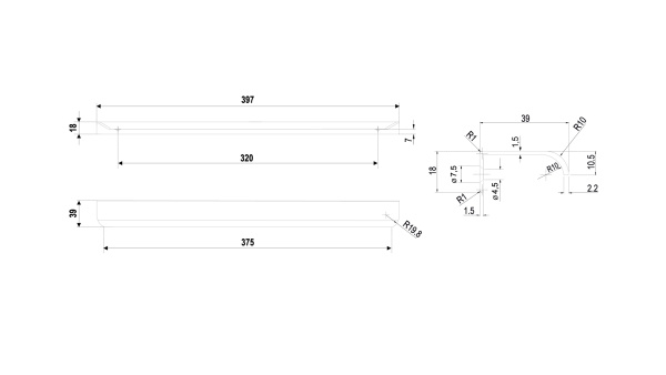 Мебельная ручка AL MONTE RT110GR.1/000/400 (GR - Серый)