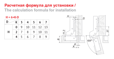 Мебельная петля H307C02 Clip-on с доводчиком