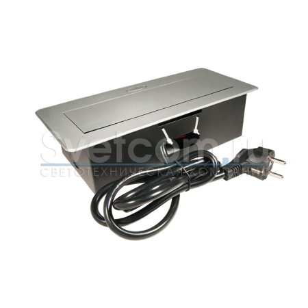 Блок розеток выдв.гориз. 2 розетки EURO. 2 USB 250В max2700Вт кабель 2м, Серебр. (GLS)