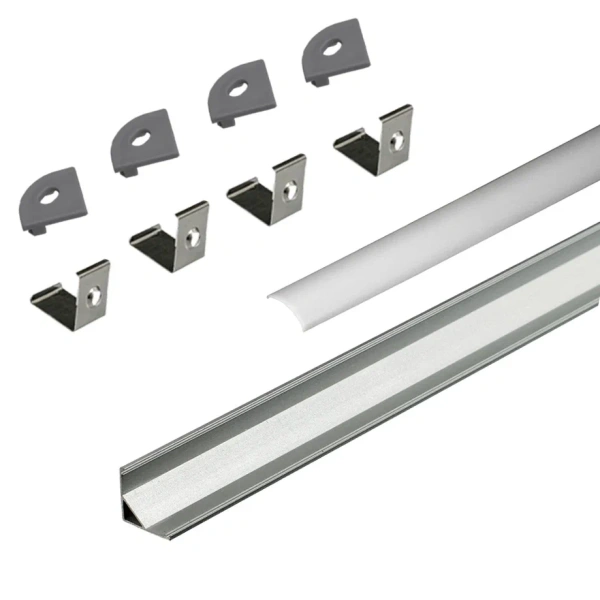 КСС алюм.профиль 1616W накладн.+диффузор дуга+6 клипс+6 загл., L=3м, Бесцв.анод 19.143.39.334 (GLS)